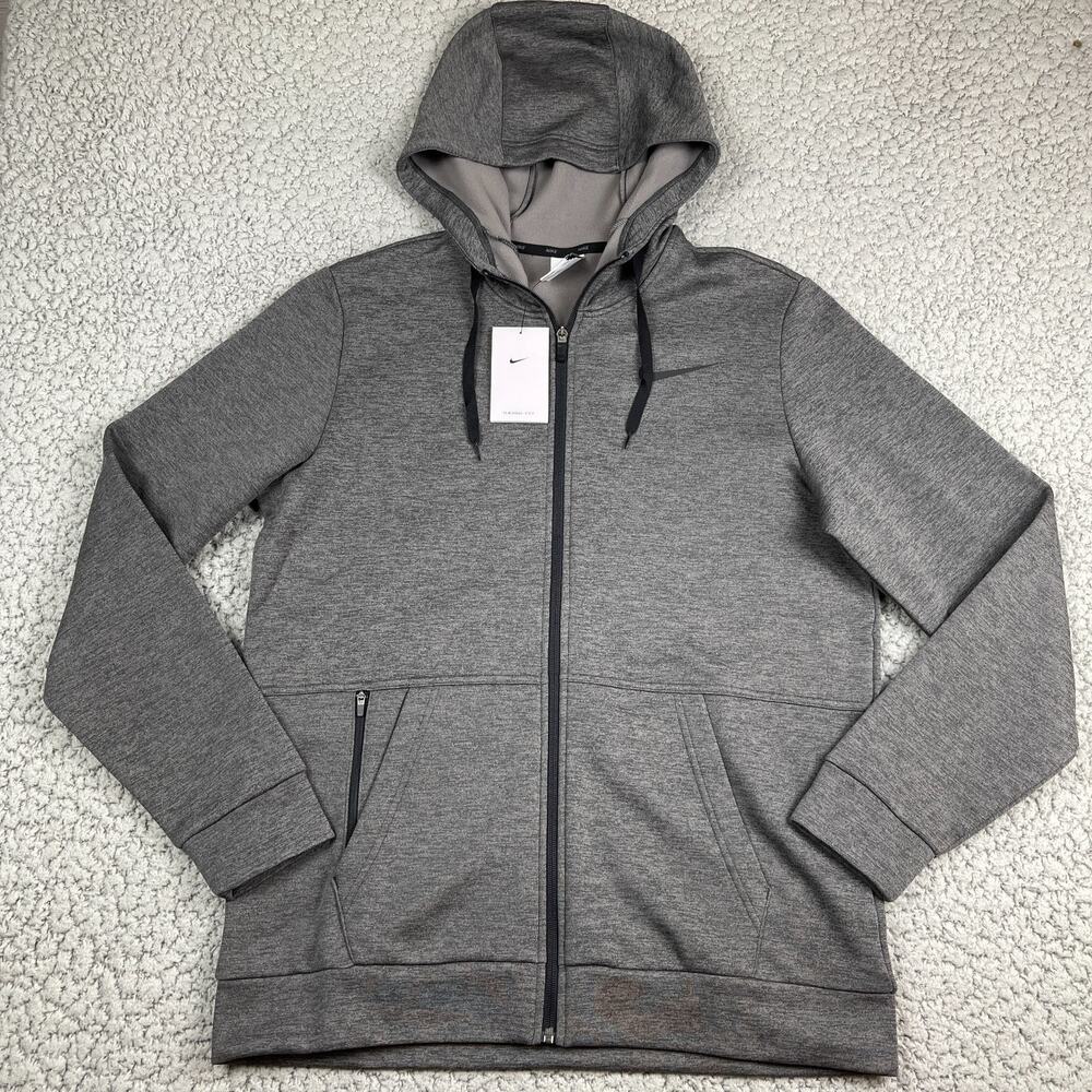 Nike Therma Full-Zip Training Hoodie Mens Medium Charcoal Heather/Black New